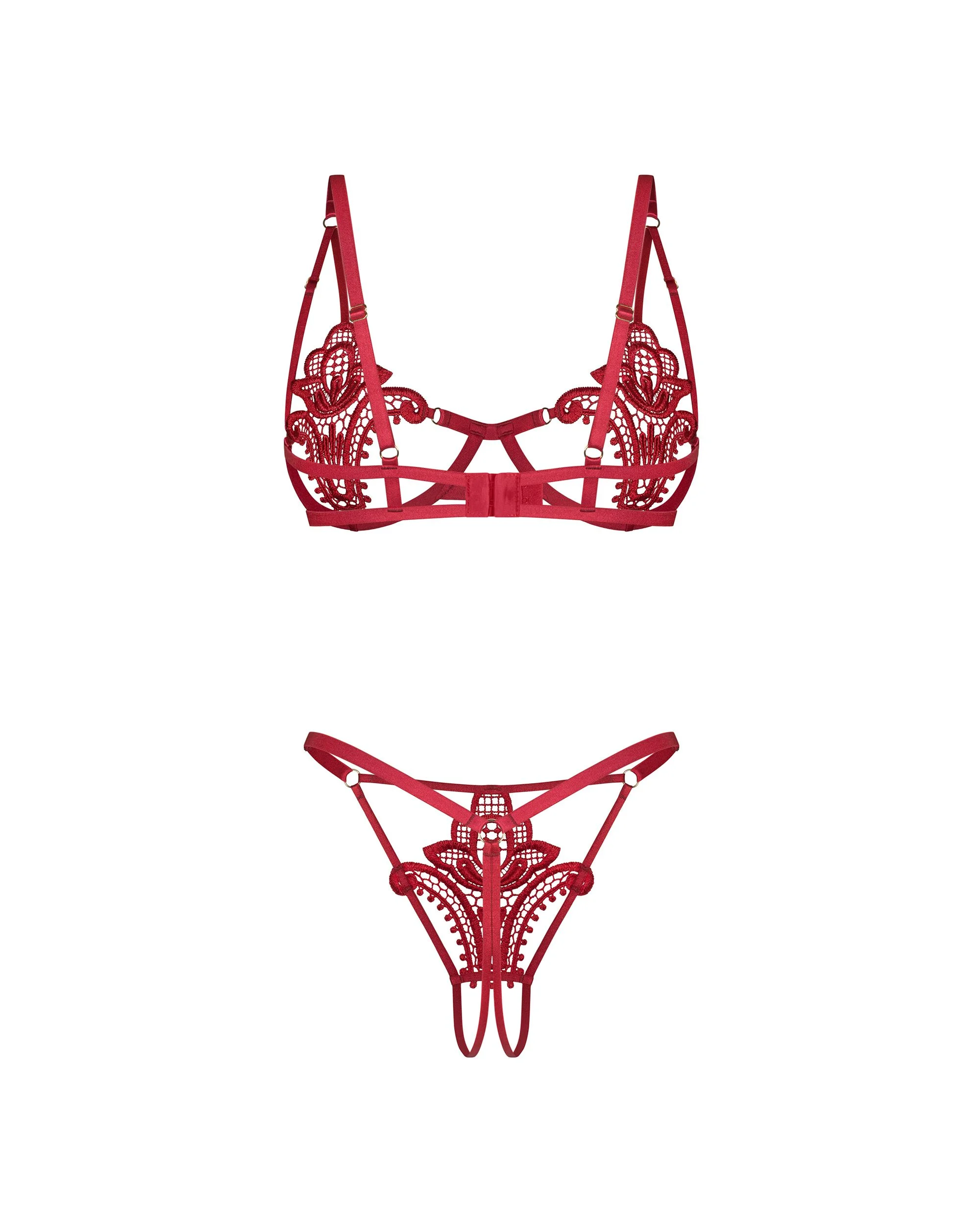 Obsessive - Luise Sublim 2-delige Open Set - Rood