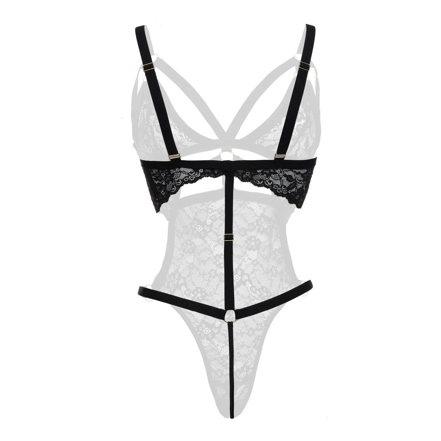 Christine - Exclusieve body met open kruis Giselle - Zwart