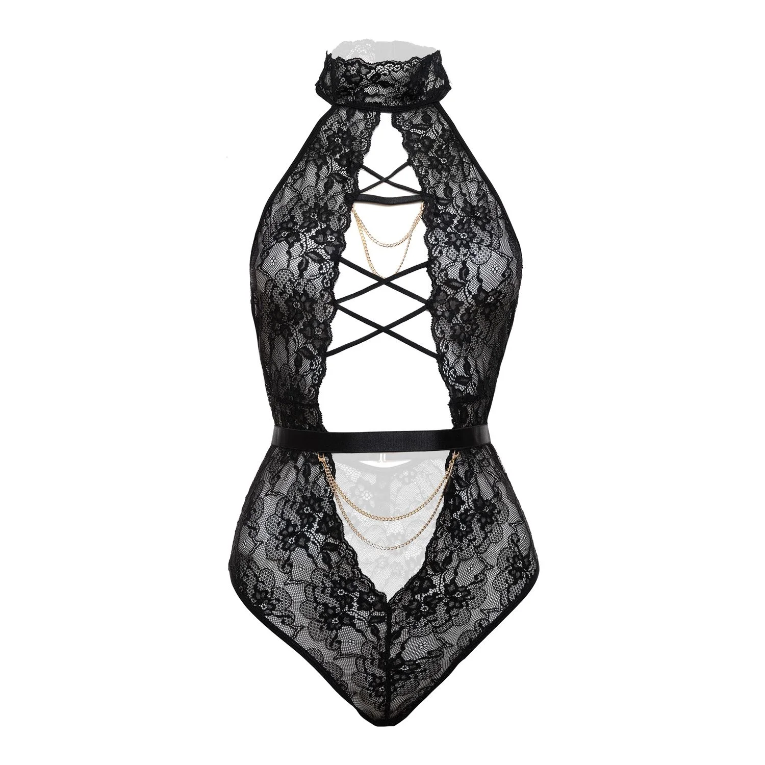 Christine - Exclusieve body met open kruis Blace - Zwart