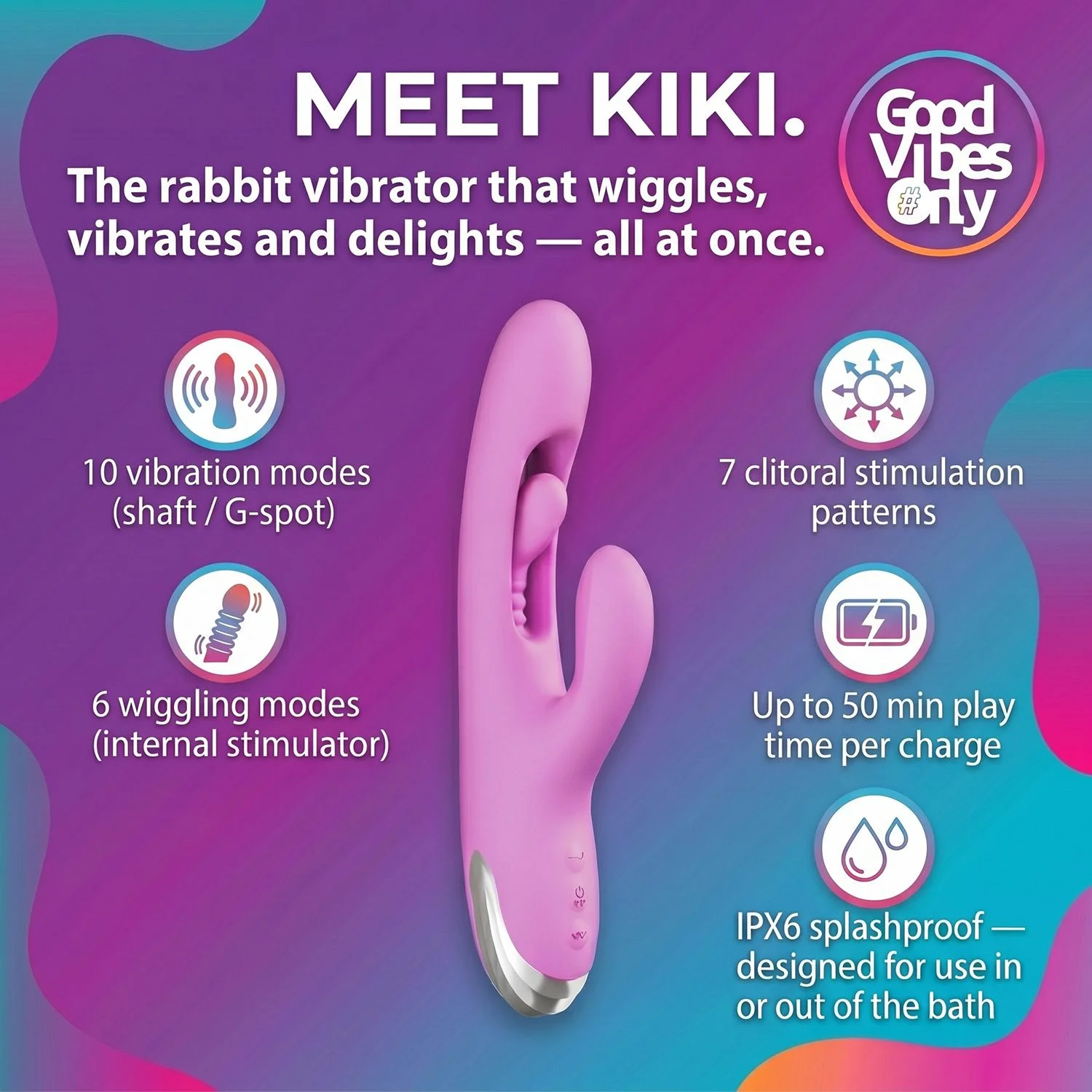Good Vibes Only - Rabbit Vibrator Moving Finger - Paars
