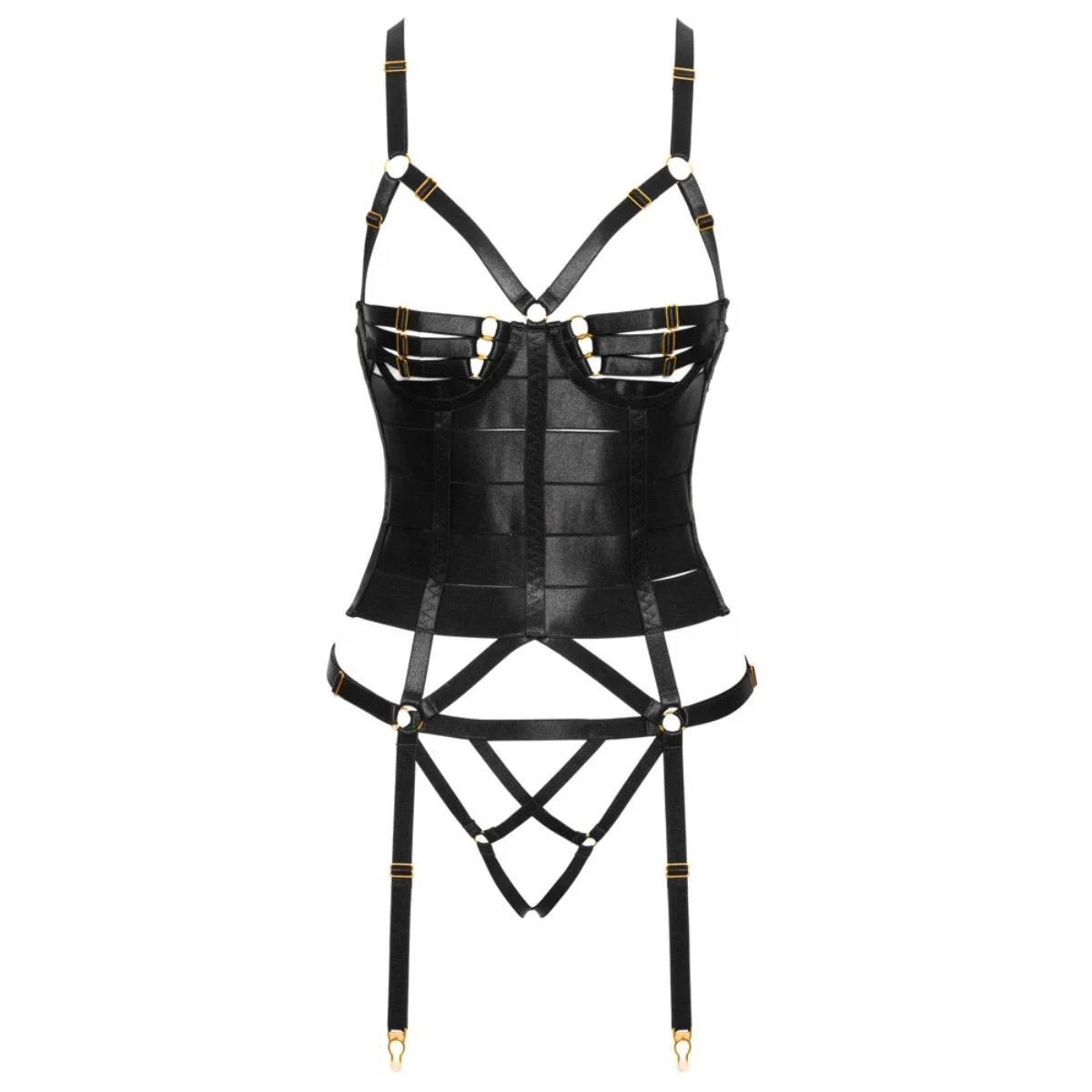 Cottelli Collection - Strapscorsage Set - Zwart
