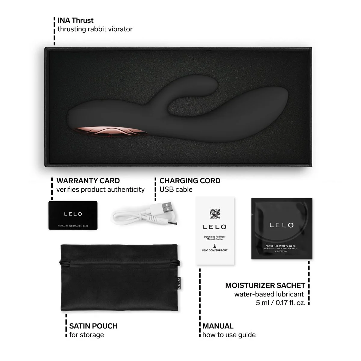 LELO - INA Thrust Dual-Action Massager - Black