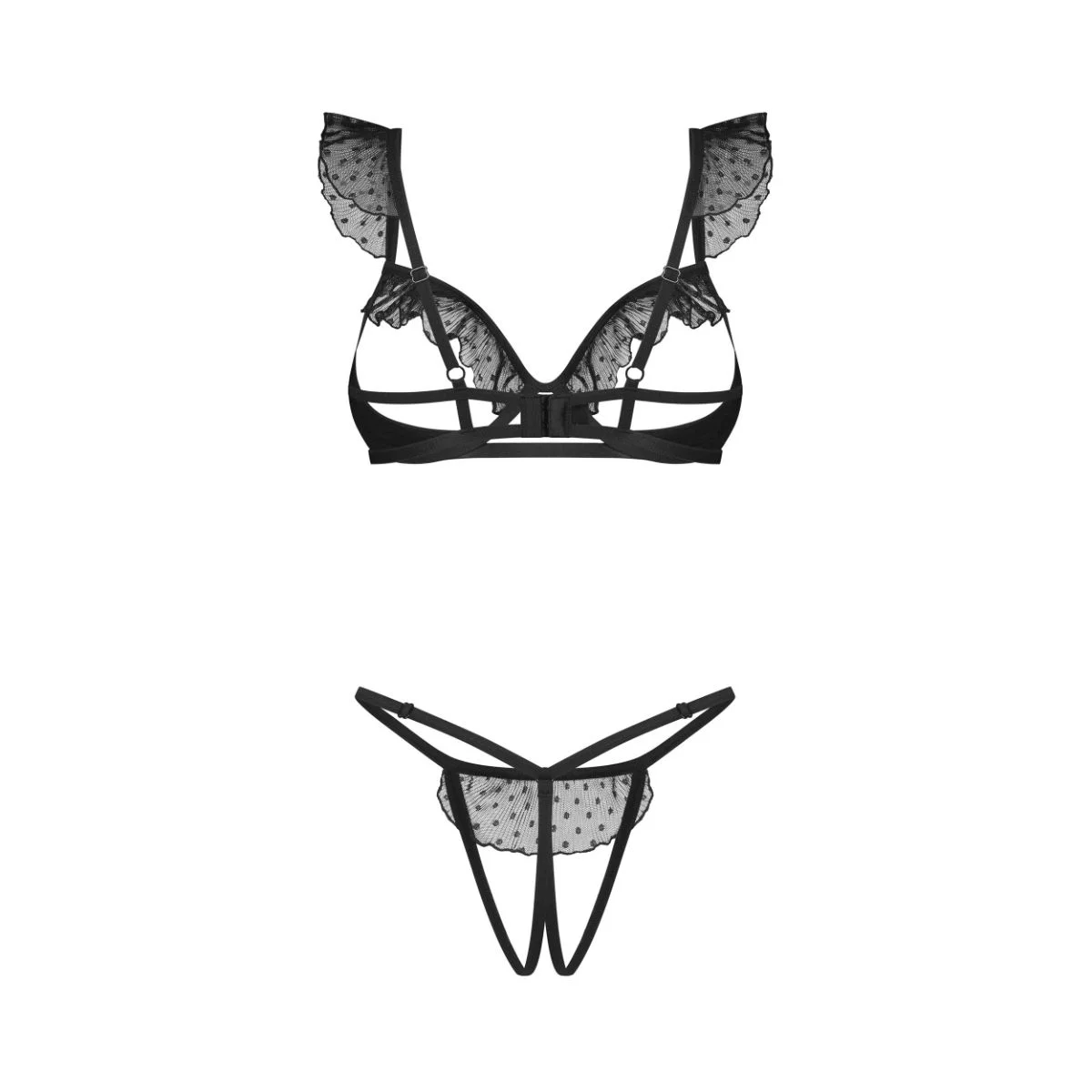 Obsessive - Carrola 2-delige Open Lingerieset - Zwart