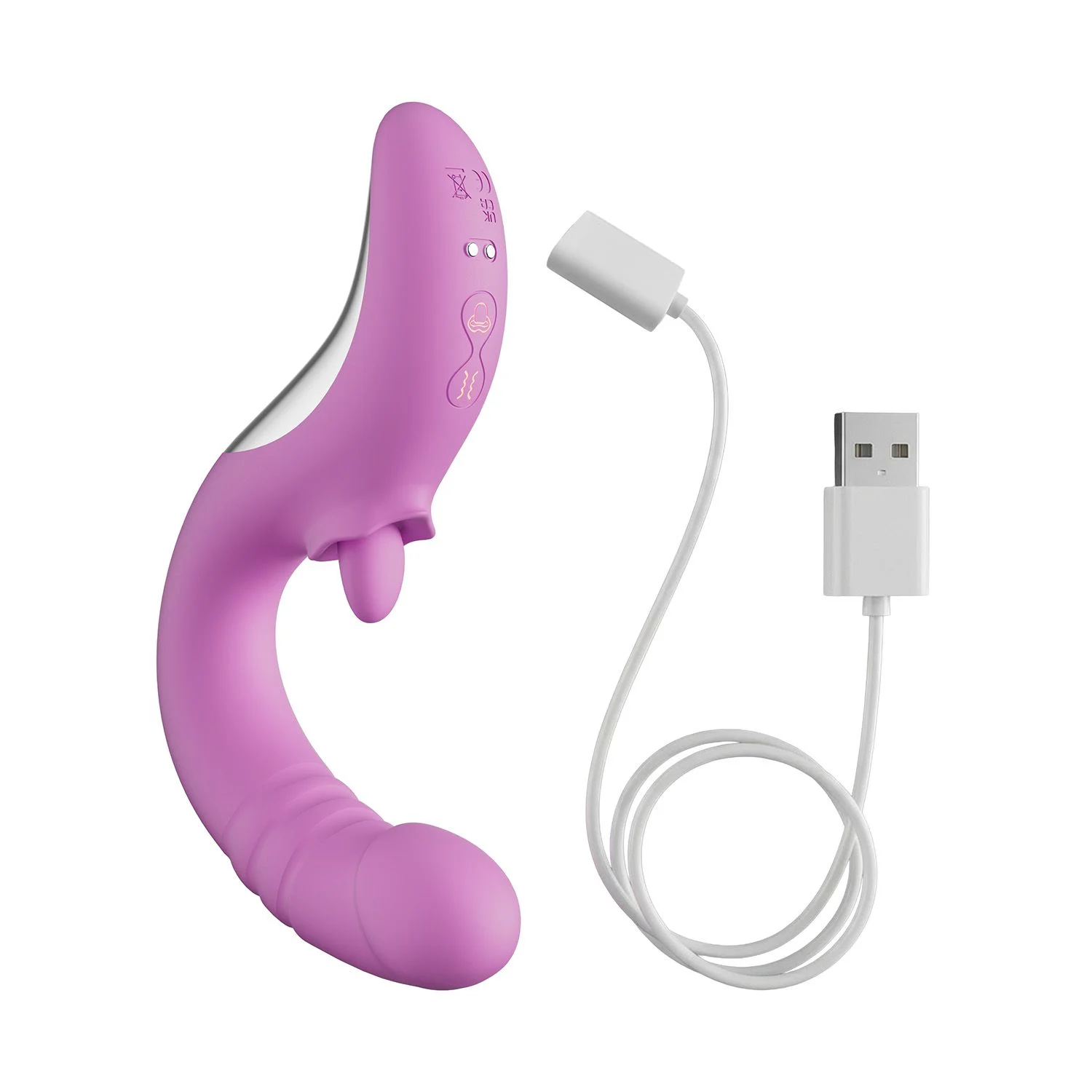 Good Vibes Only - Thrusting Tong Vibrator - Roze