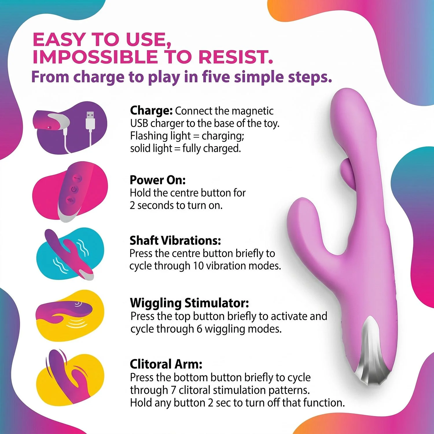 Good Vibes Only - Rabbit Vibrator Moving Finger - Paars
