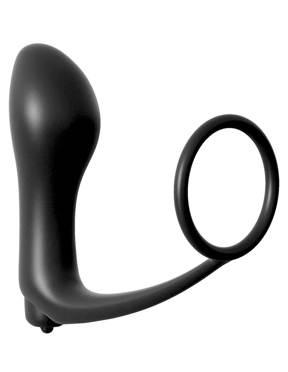 PIPEDREAM – Ass-Gasm Cockring met Vibrerende Butt Plug – Black