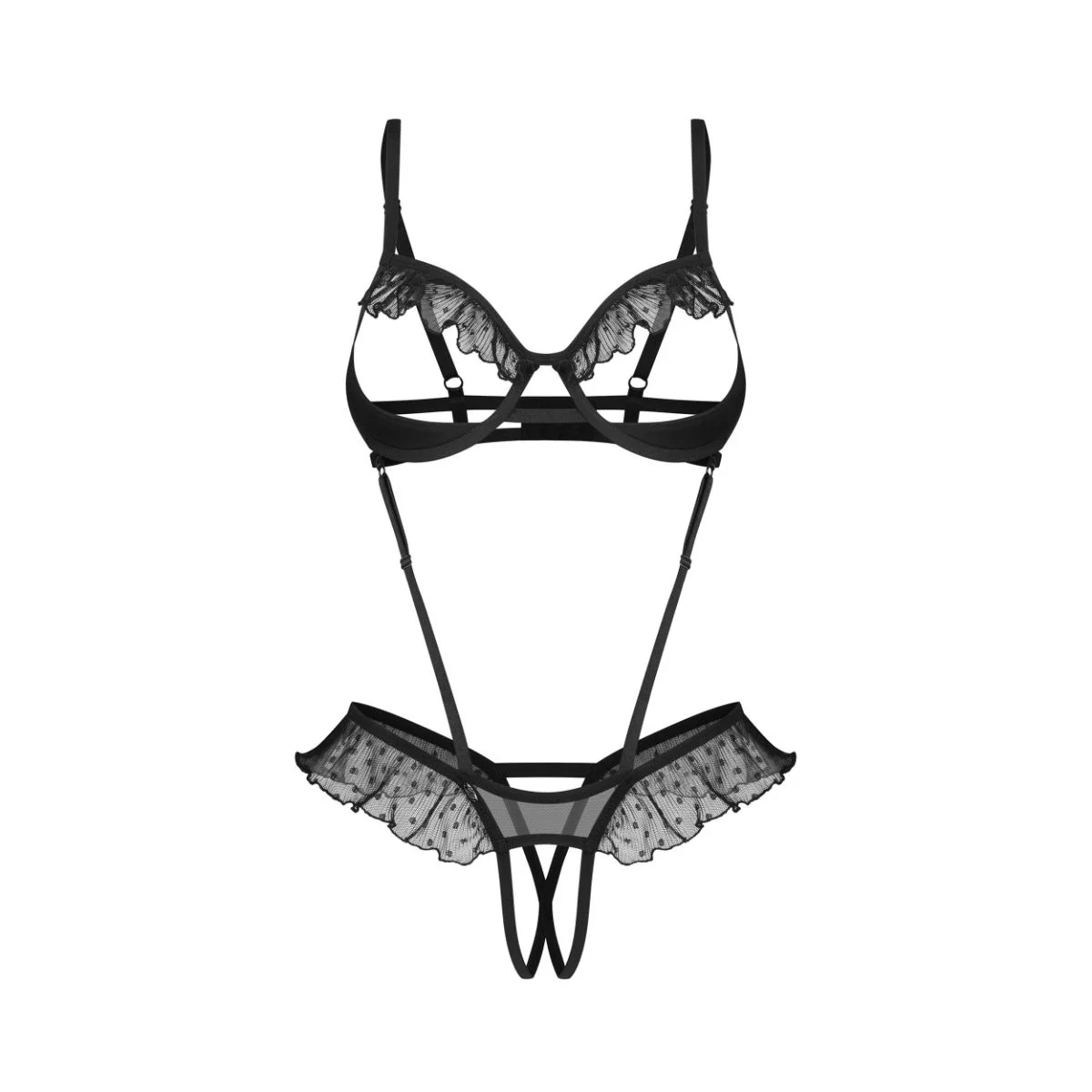 Obsessive - Carrola Crotchless Teddy - Zwart