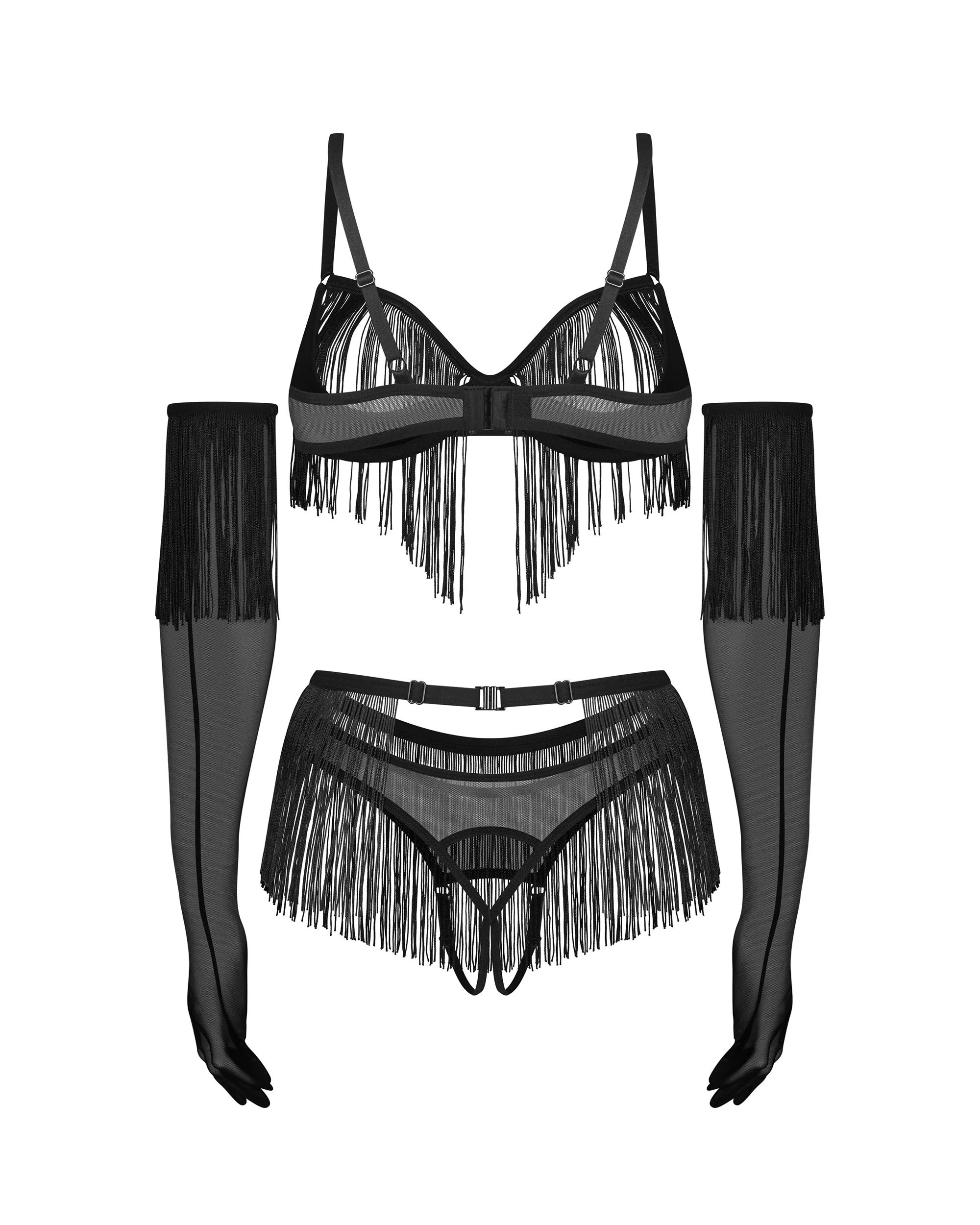 Obsessive - Rossay 4-delige Open Set - Zwart