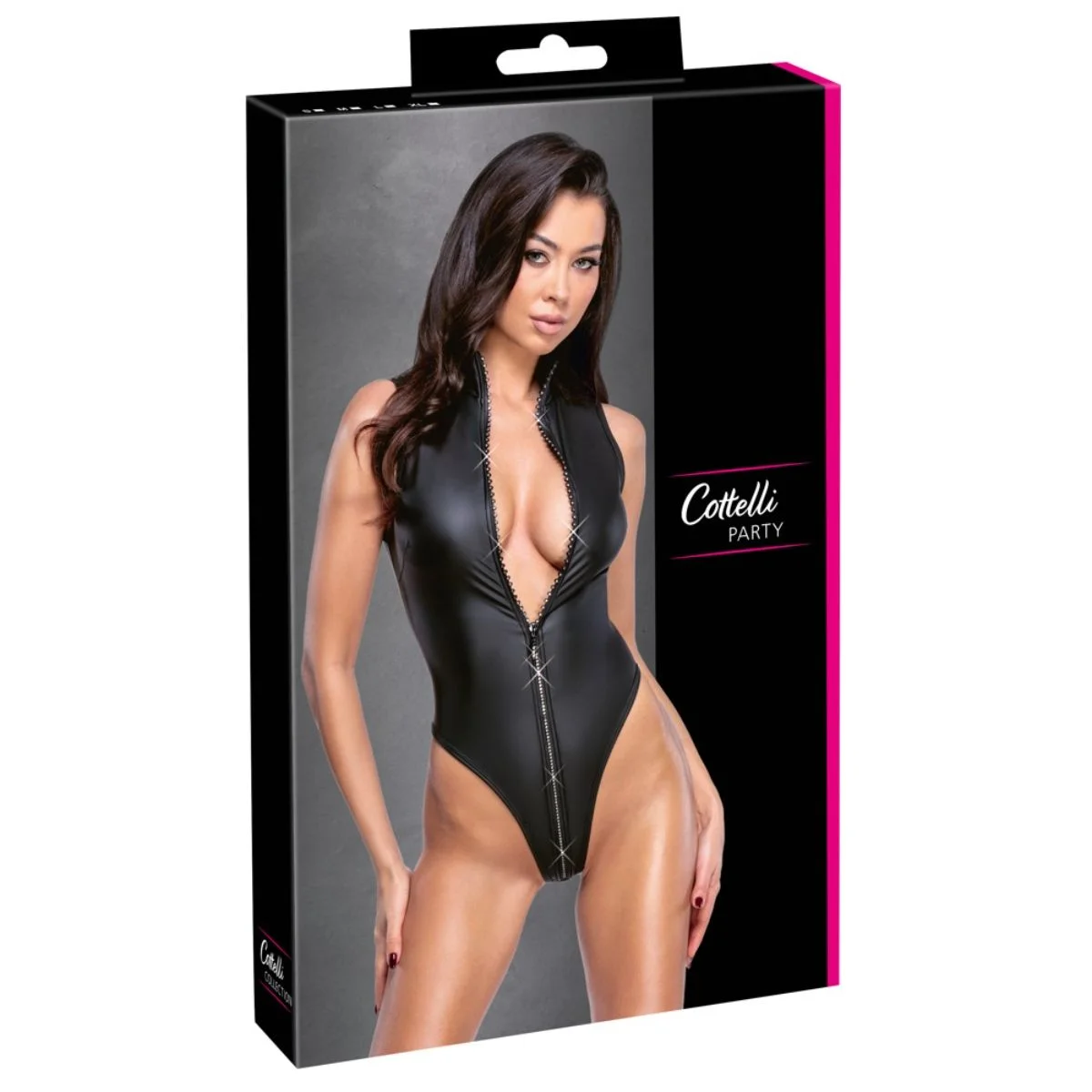 Cottelli Collection - Stringbody met Opstaande Kraag - Zwart