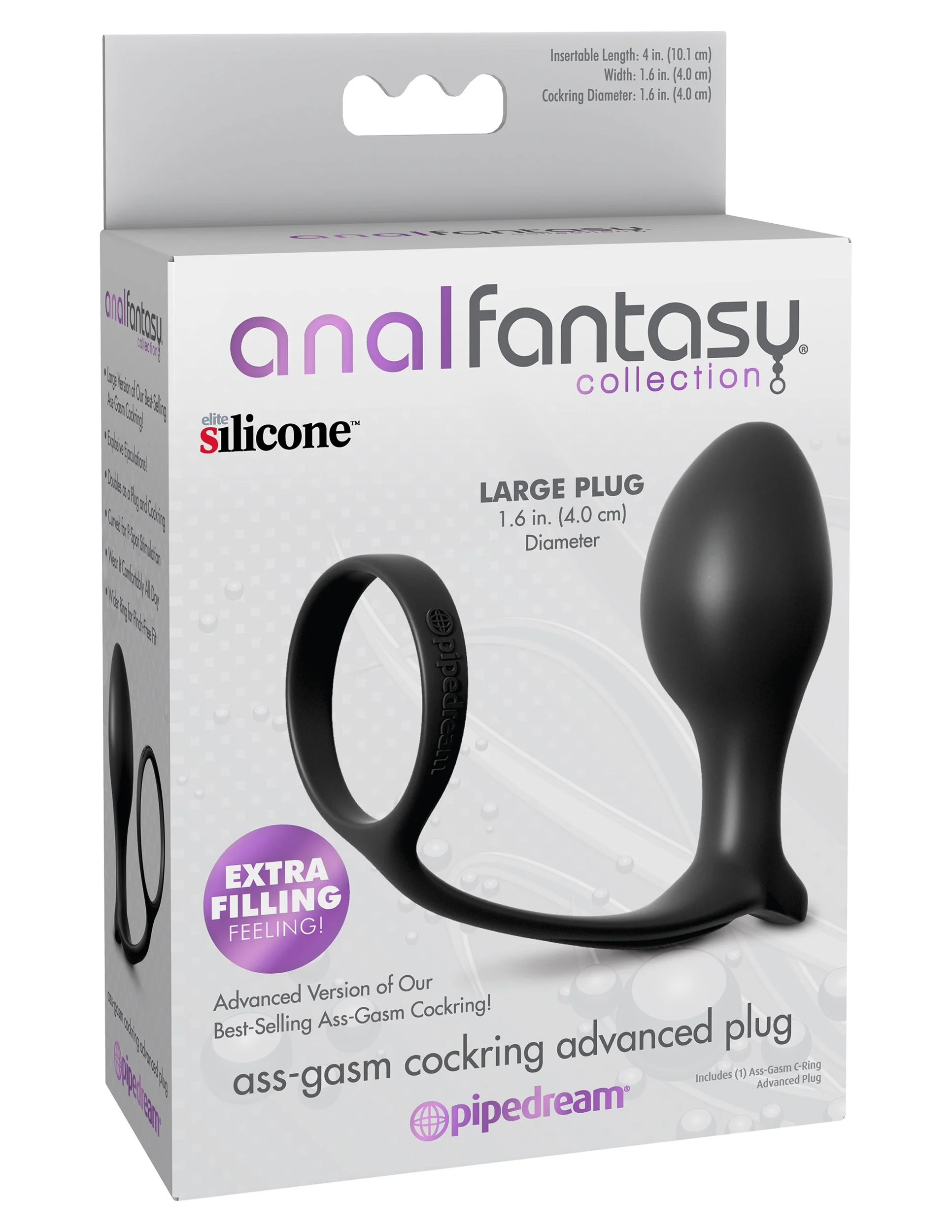 PIPEDREAM – Ass-Gasm Cockring met Vibrerende Butt Plug – Black
