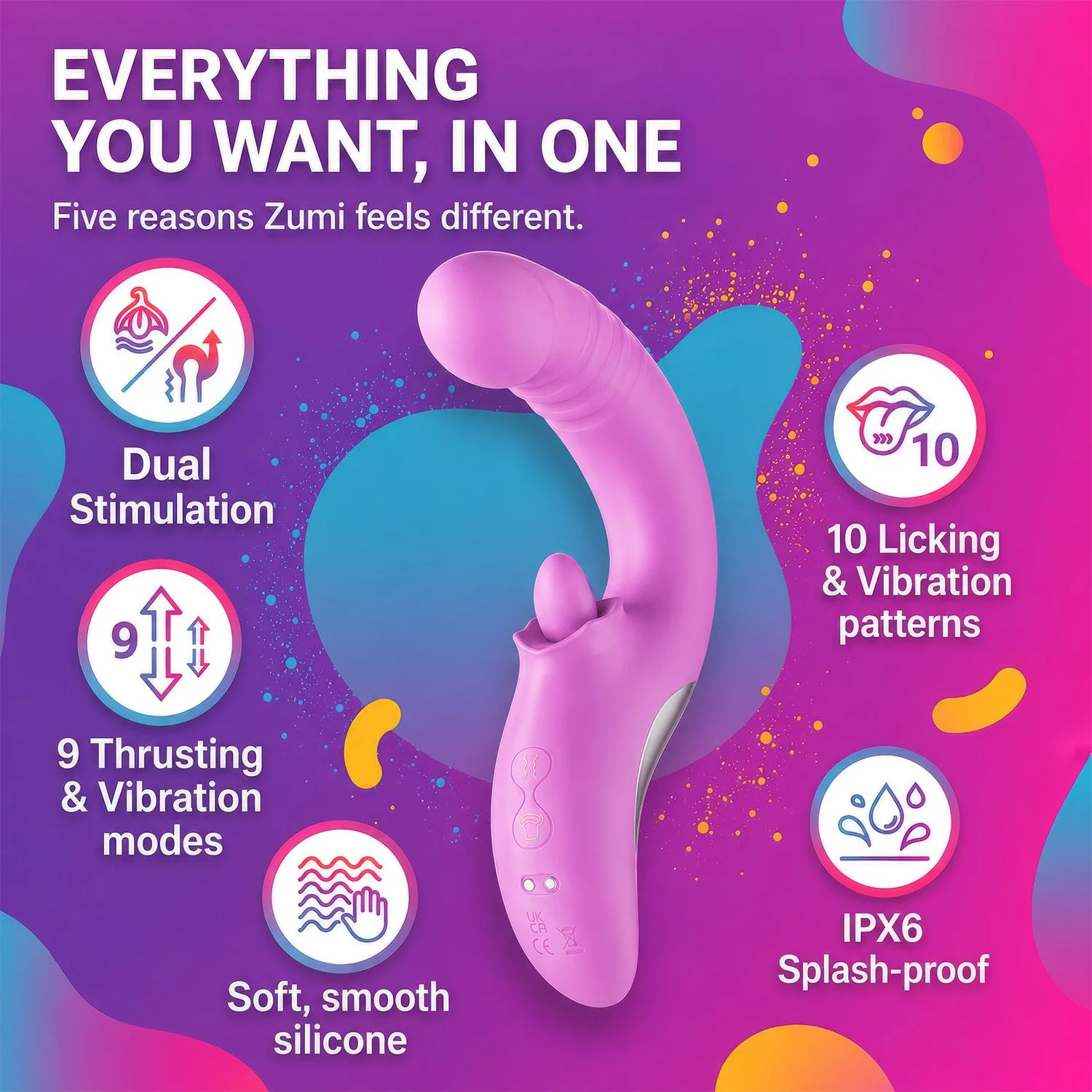 Good Vibes Only - Thrusting Tong Vibrator - Roze