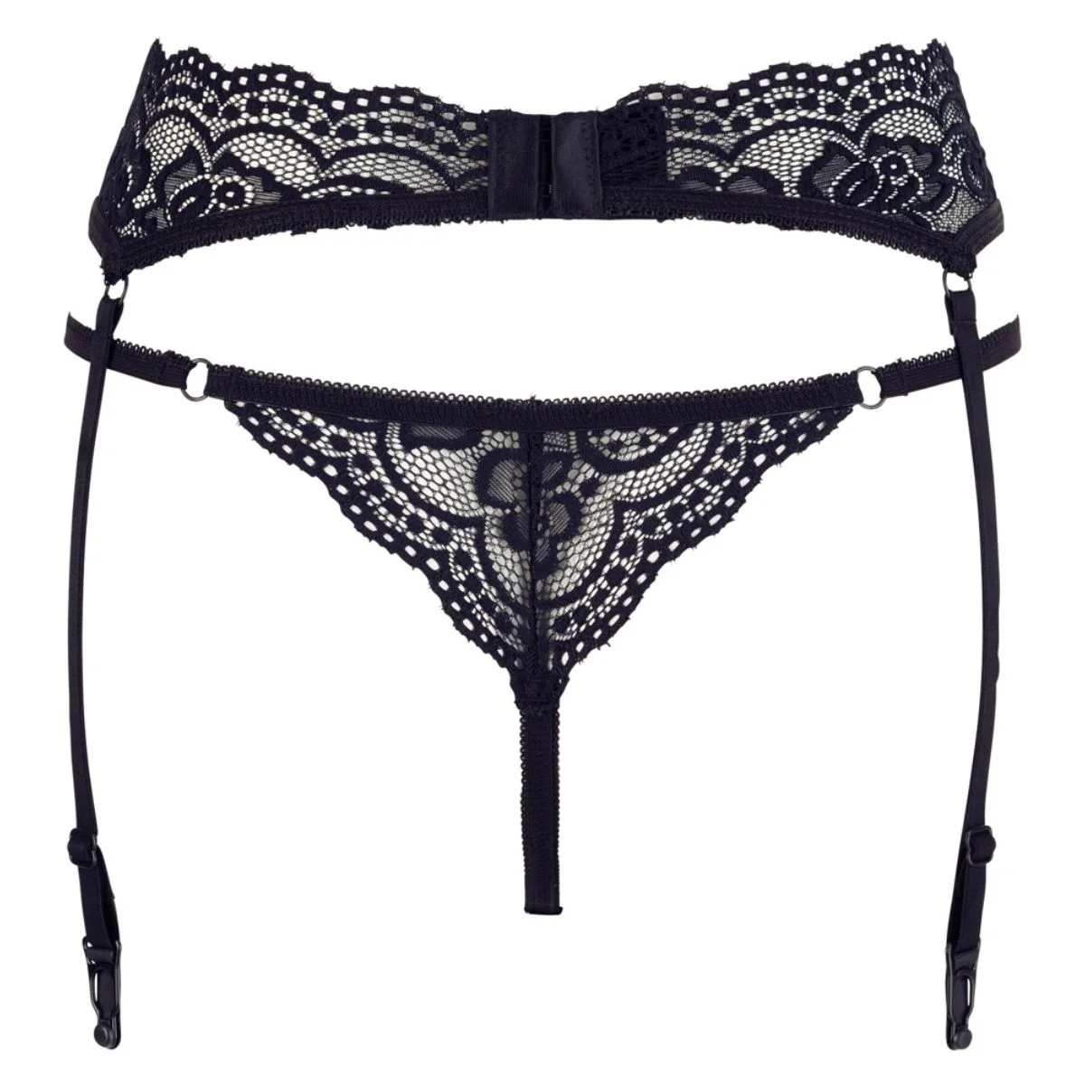 Cottelli Collection - Jarretelgordel en String Set - Zwart